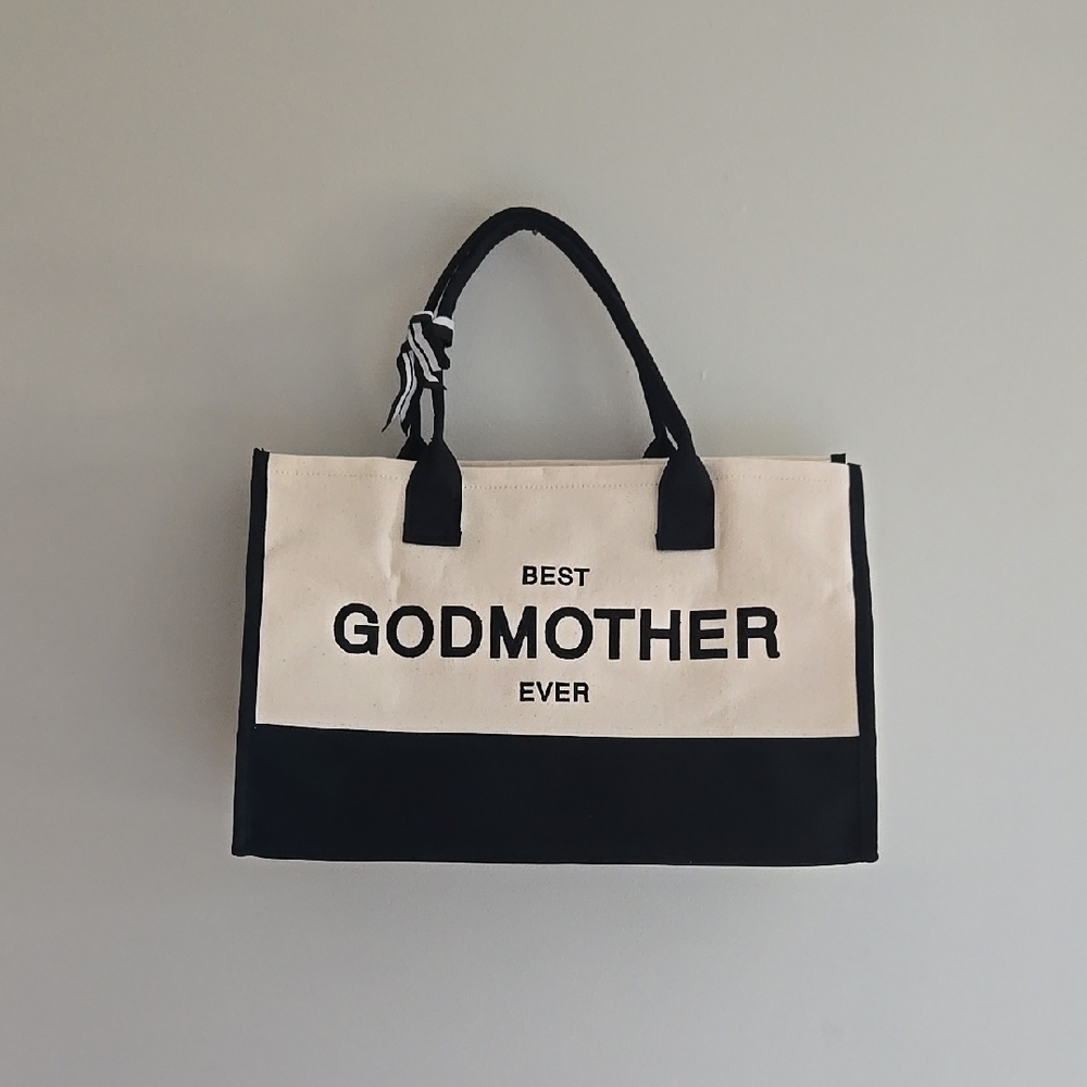 Best Godmother Ever Canvas Tote Bag, Never Used